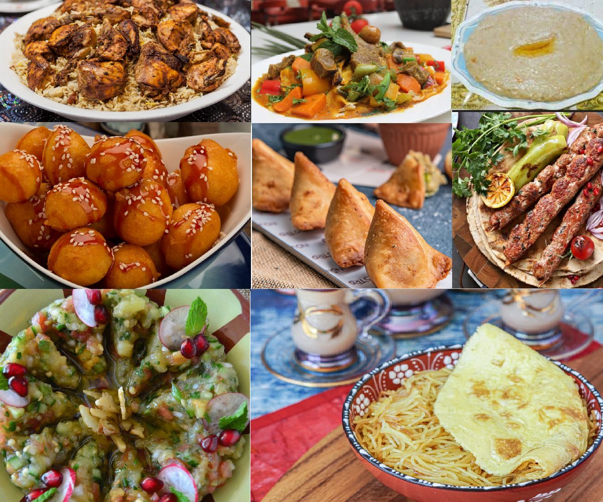 Traditional dishes in Dubai Weddings-Samosas-Machboos-Thareed-Harees-Luqaimat-Balaleet-Baba Ghanoush-Kebabs
