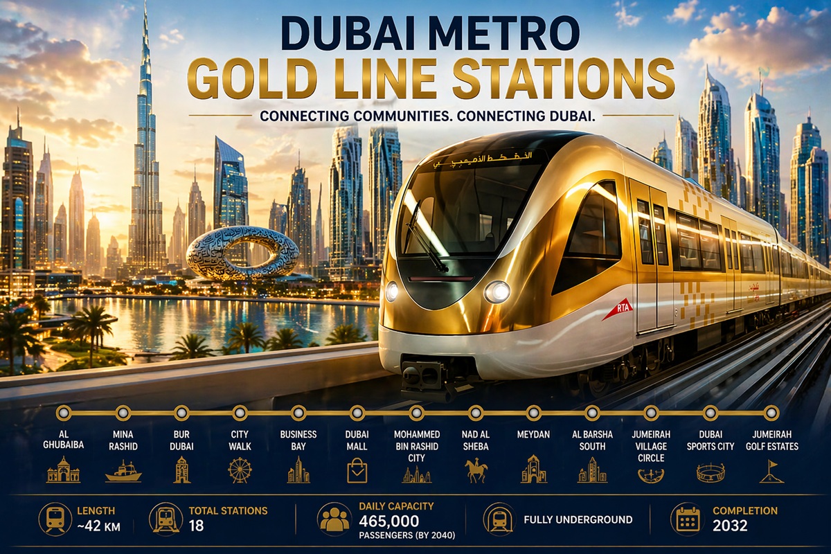 Dubai Metro Gold Line Stations 2026: Full Route, Map, Investment Impact & Property Growth
