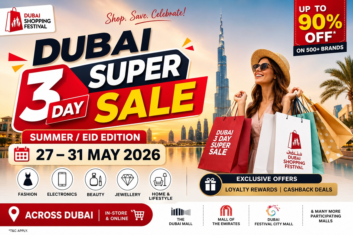 Dubai 3 Day Super Sale (3DSS) 2026: Massive Discounts Up to 90% Across Top Malls & Brands