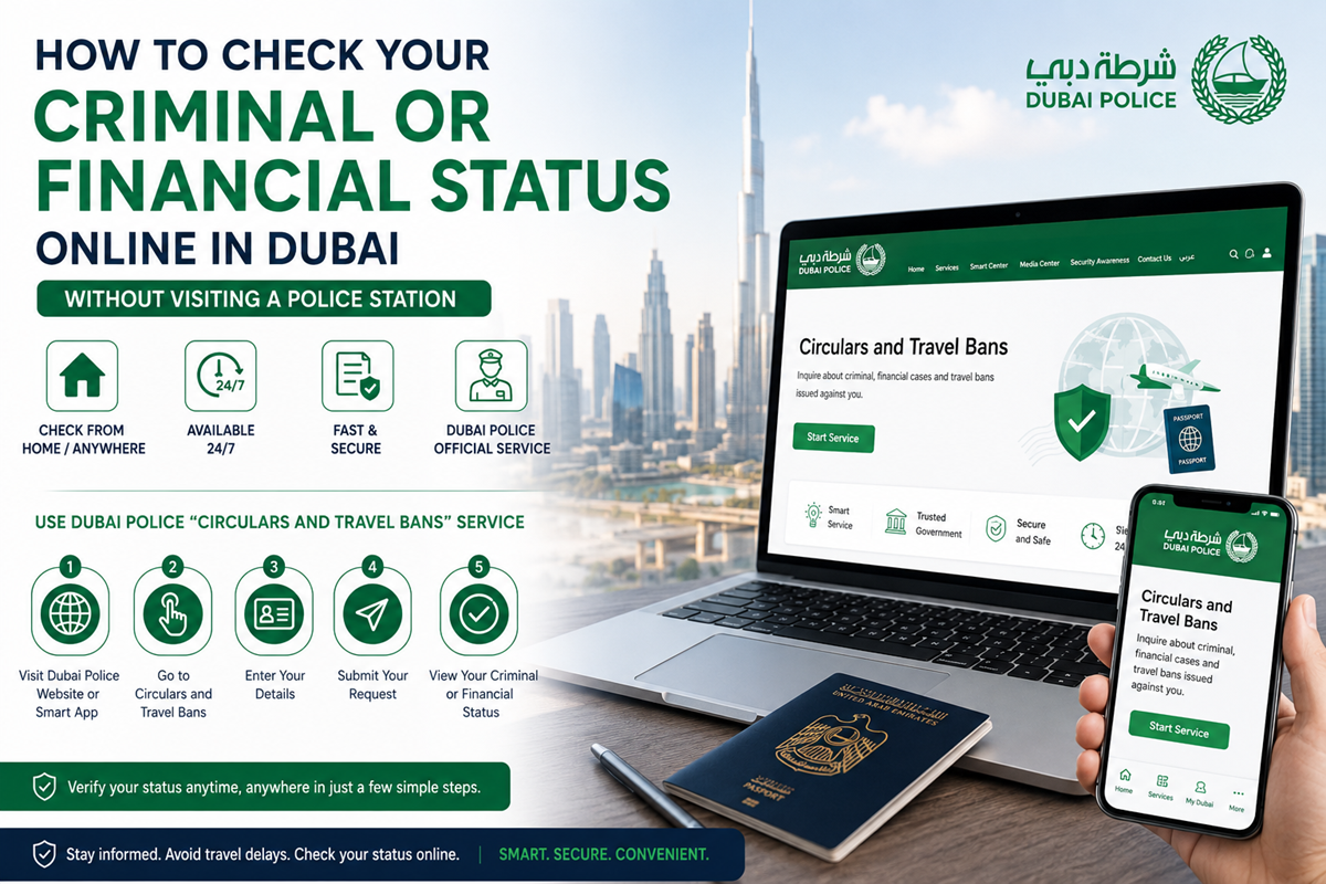 How to check your criminal or financial status from home / anywhere without visiting police station in Dubai?