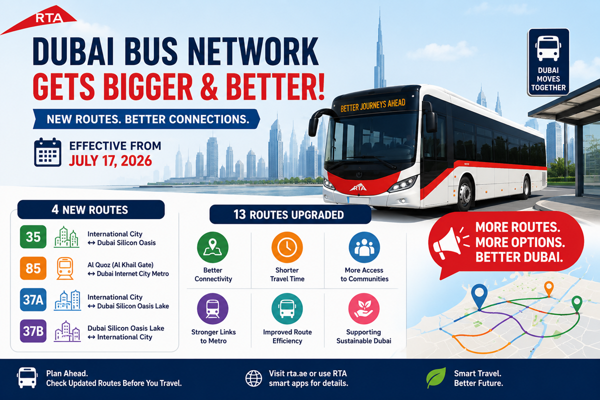 Dubai Public Bus Route Changes 2026: New Routes, Updated Services and Metro Connections