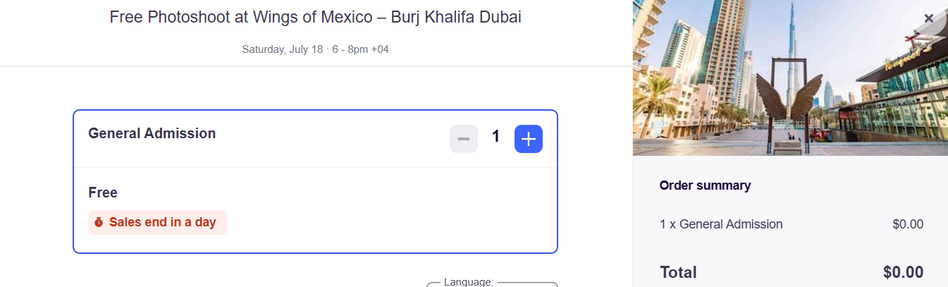 How to Book Tickets in Photoshoot at Wings of Mexico