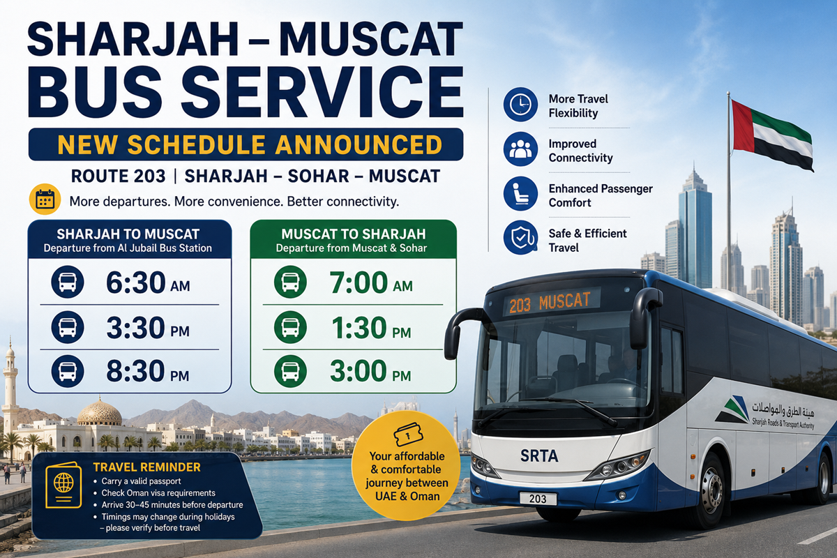 Sharjah – Muscat Bus Route 203 Schedule 2026